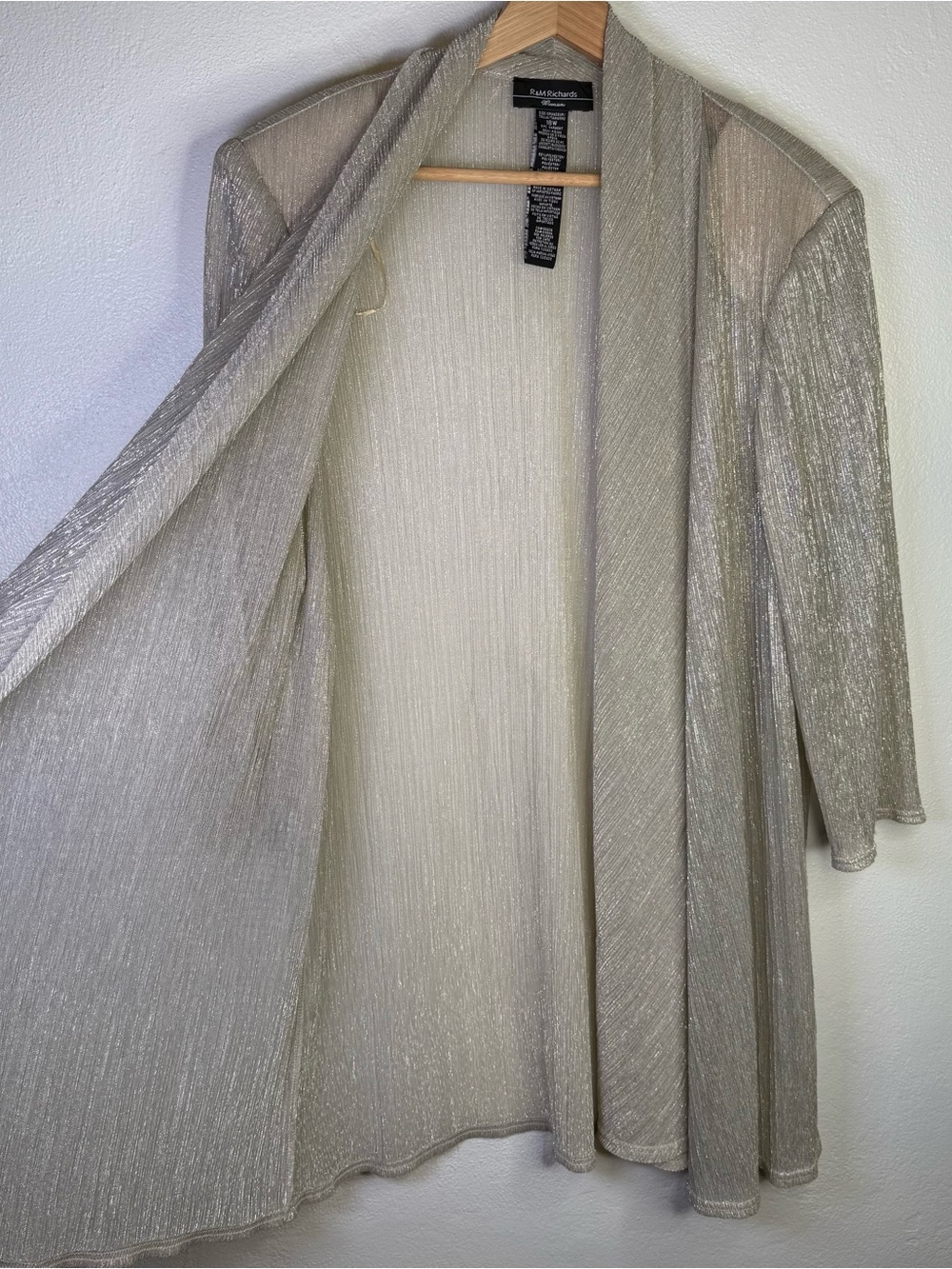 R&M Richards Sleeveless Metallic Champagne Two-Piece Dress & Jacket Set Size 18W - Picture 13 of 16